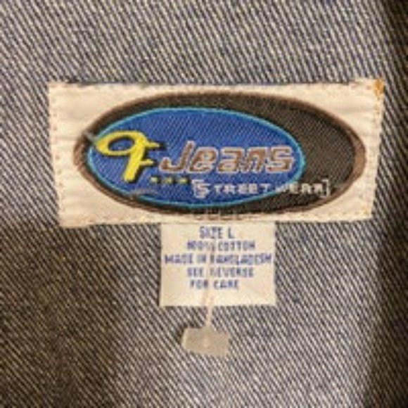 ON FIRE Street Wear Distressed Frayed Blue Denim Button Down Jacket Womens Large - Picture 6 of 13